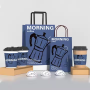 Custom Black Biodegradable Takeaway Coffee Cup Holder Bags With Handle Eco-Friendly Kraft Paper Carrier Bags for Juice Bars and Boba Milk Tea