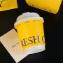  Customization Yellow Disposable Coffee Cups Custom Disposable Paper Cup with Lids Double Wall Cups for Hot Drinks
